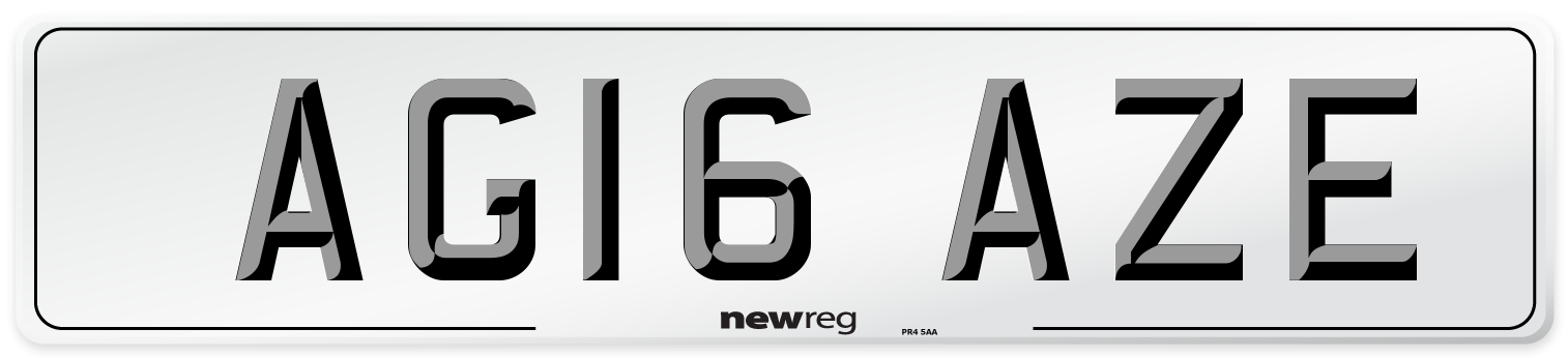 AG16 AZE Number Plate from New Reg